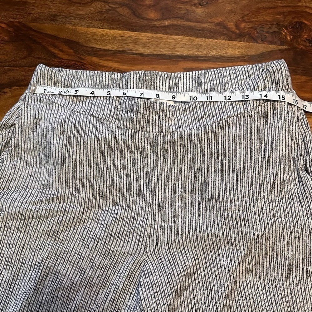 Cristina Womens Grey White Pinstripe Linen Blend Straight Leg Pants Size M - Picture 6 of 8